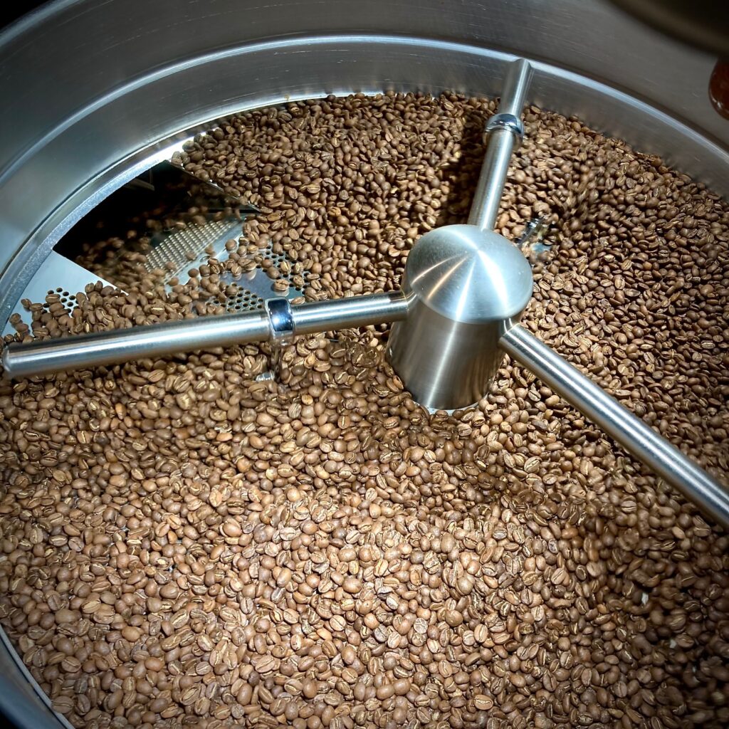 Coffee being roasted at At Origin.